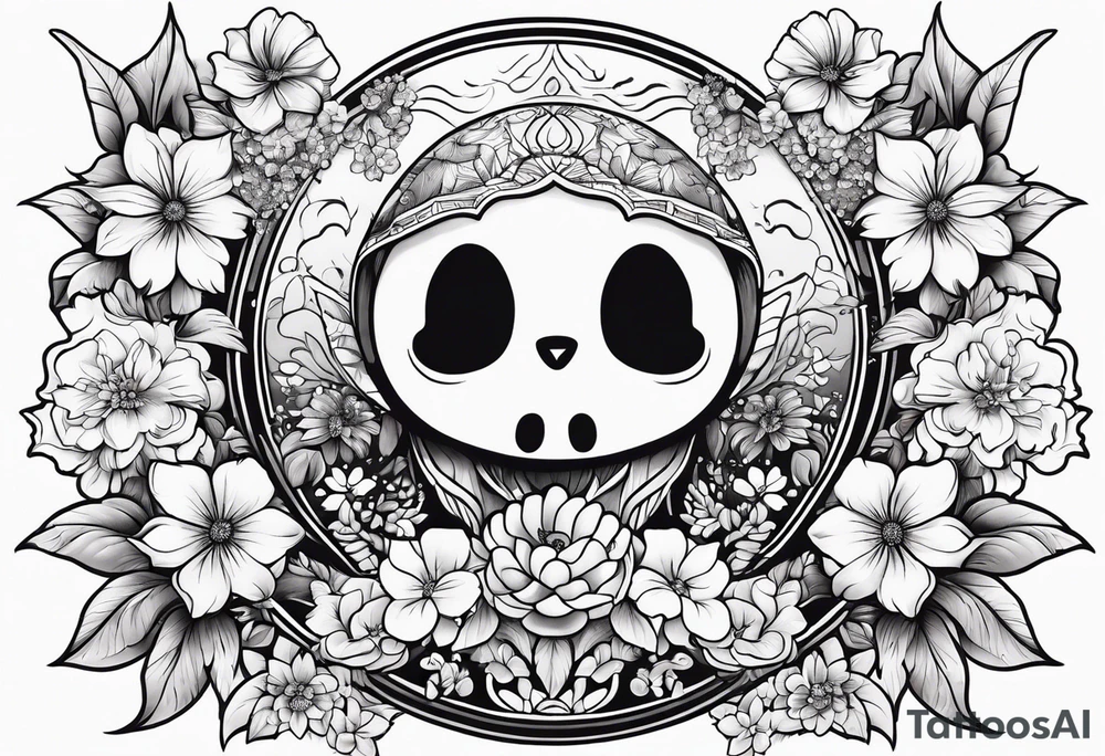 Cute ghost, surrounded by flowers, forearm or wrist tattoo tattoo idea