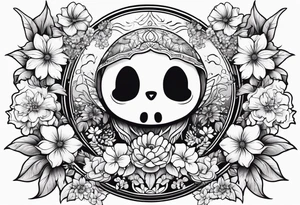 Cute ghost, surrounded by flowers, forearm or wrist tattoo tattoo idea