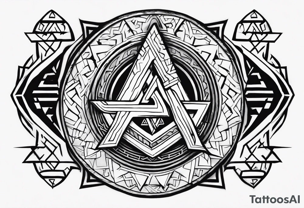 Valhalla shield valknut axe steps tattoo idea
