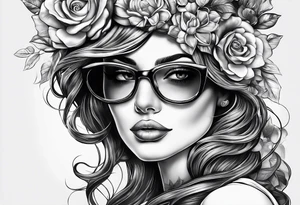 Life finds a way saying add glasses to woman tattoo idea