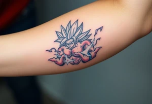 legendary dragonball z scene with energy aura and power effects tattoo idea