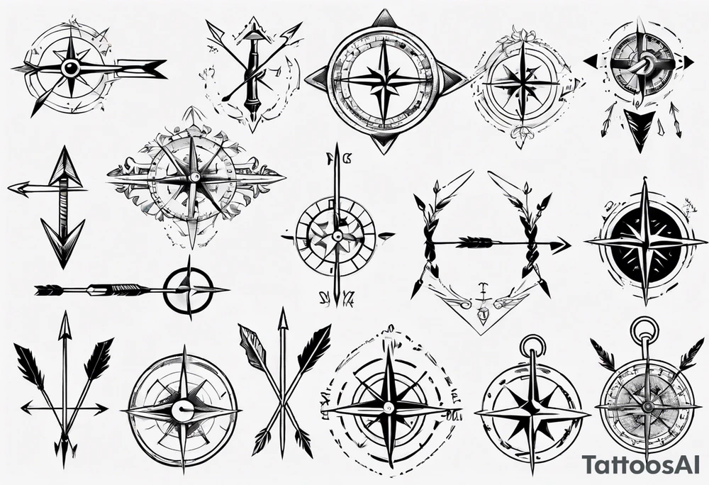 arrow with compass in the middle tattoo idea