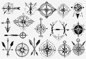 arrow with compass in the middle tattoo idea