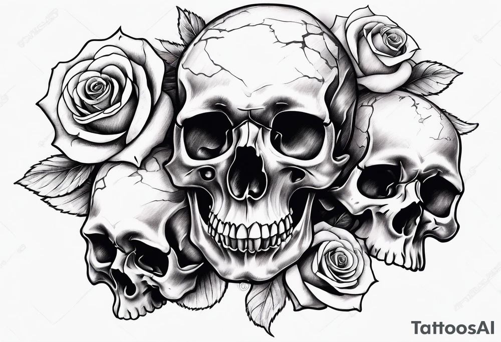Skulls and roses tattoo idea