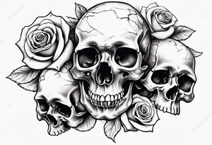 Skulls and roses tattoo idea