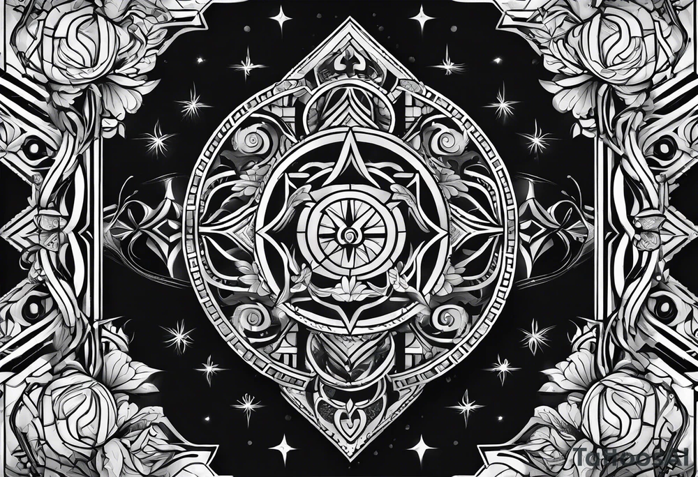 sword, occult, geometric tattoo idea