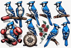bluejay wearing boxing gloves tattoo idea