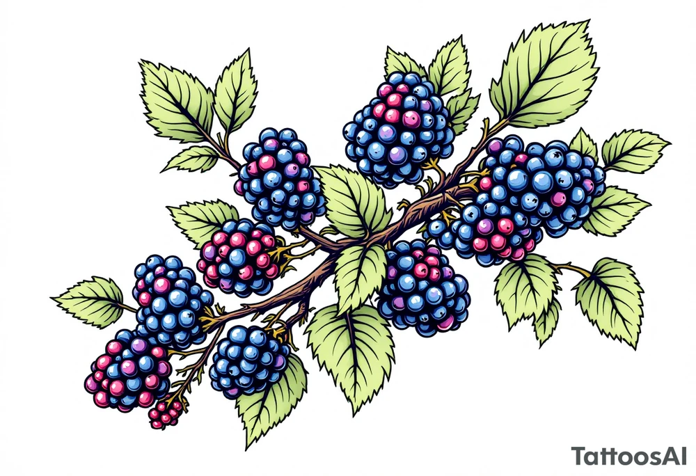 American traditional style Blackberry vine in a line tattoo idea