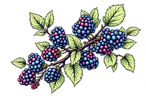 American traditional style Blackberry vine in a line tattoo idea