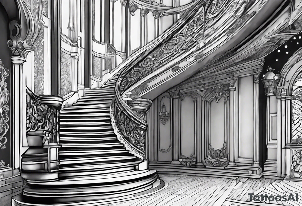 Outline of staircase shape tattoo idea