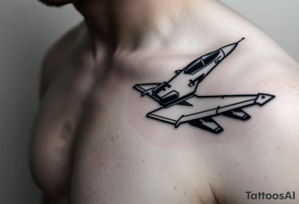 i want a fighter jet tattoo, give me something that looks a bit technical and a medium size tattoo idea