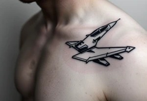 i want a fighter jet tattoo, give me something that looks a bit technical and a medium size tattoo idea
