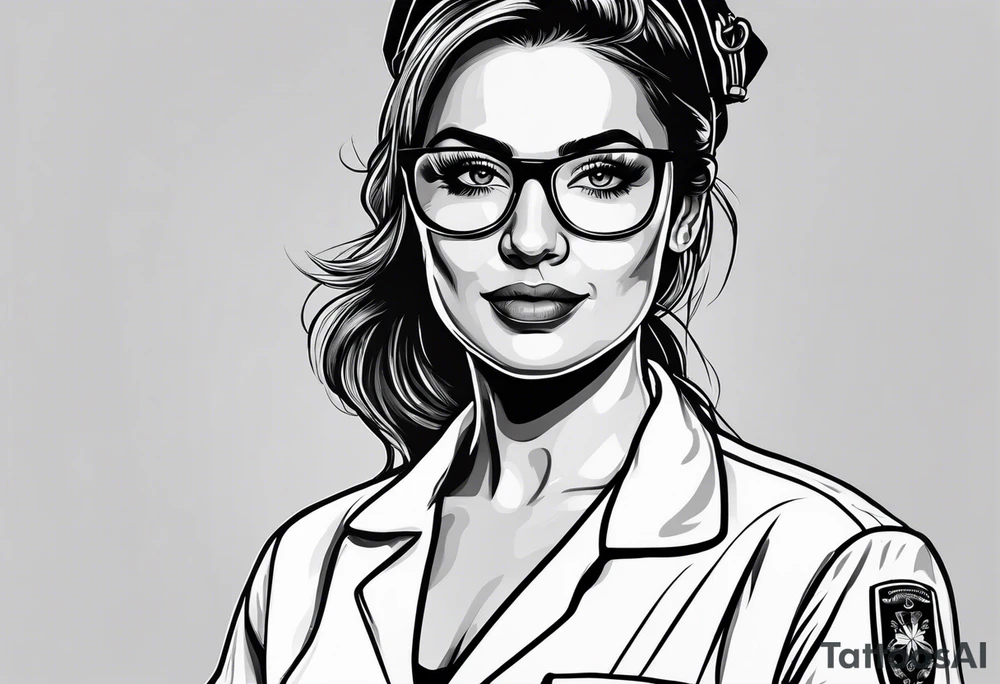 Nurse wearing PPE tattoo idea