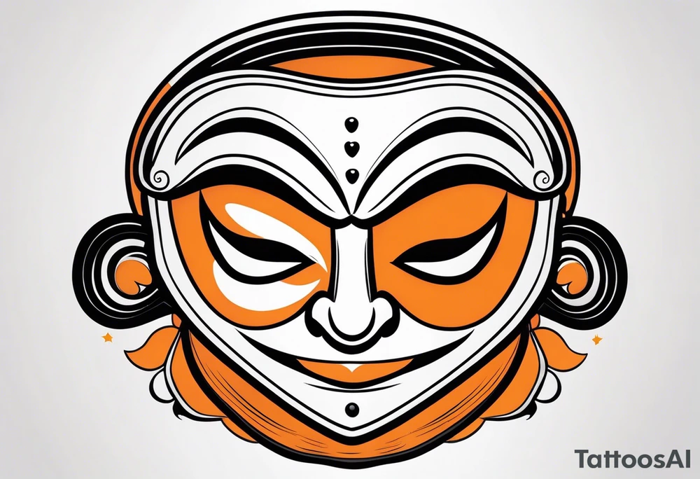Laughing mask that is orange and black simplistic tattoo idea
