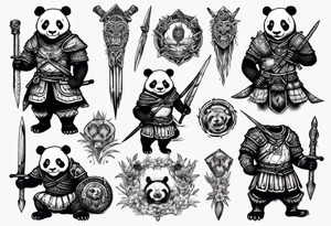 Scottish warrior panda tattoo idea