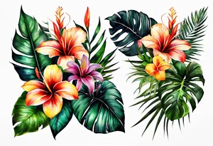 Tropical plants sleeve tattoo idea