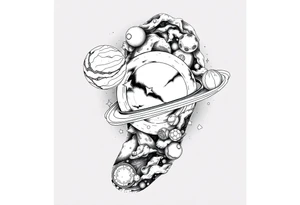 outer space, planets, stars, string theory multiverse tattoo idea