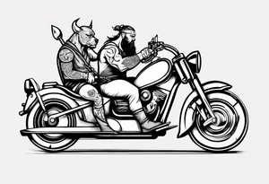 A Viking and a Pitt bull driving a motorcycle tattoo idea