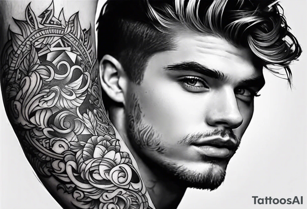 Make the name “Hudson Sugden” as a tattoo with letters on a forearm tattoo idea