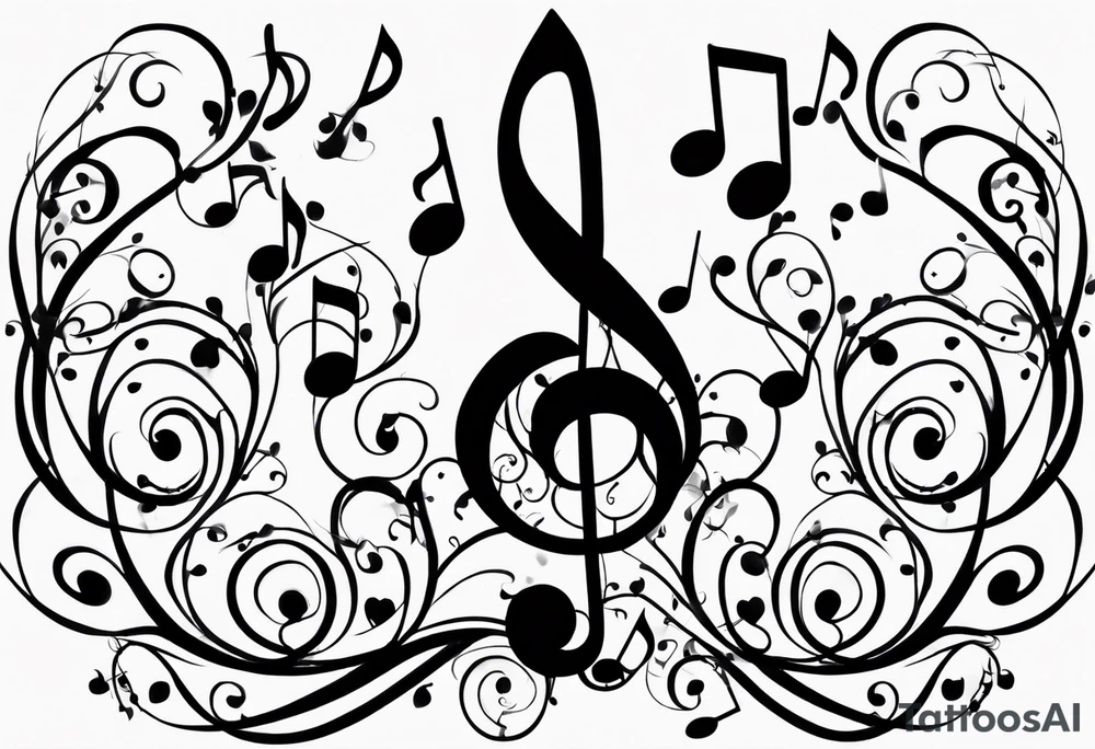 Musical notes connecting toddlers dancing tattoo idea