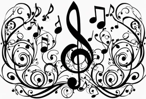Musical notes connecting toddlers dancing tattoo idea