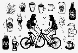 two girls, coffee, hiking, cycling, beer, gym tattoo idea