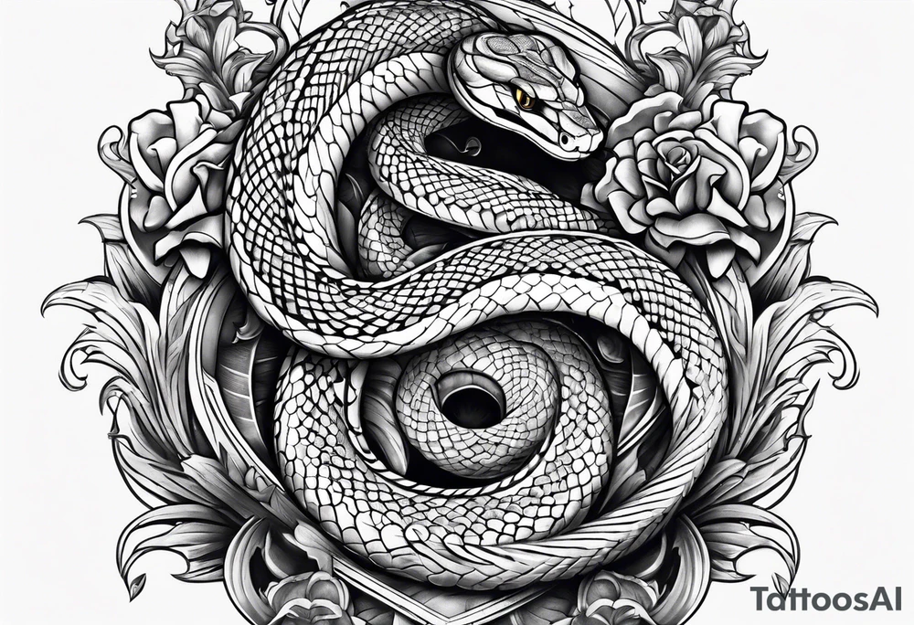 snake with dagger tattoo idea