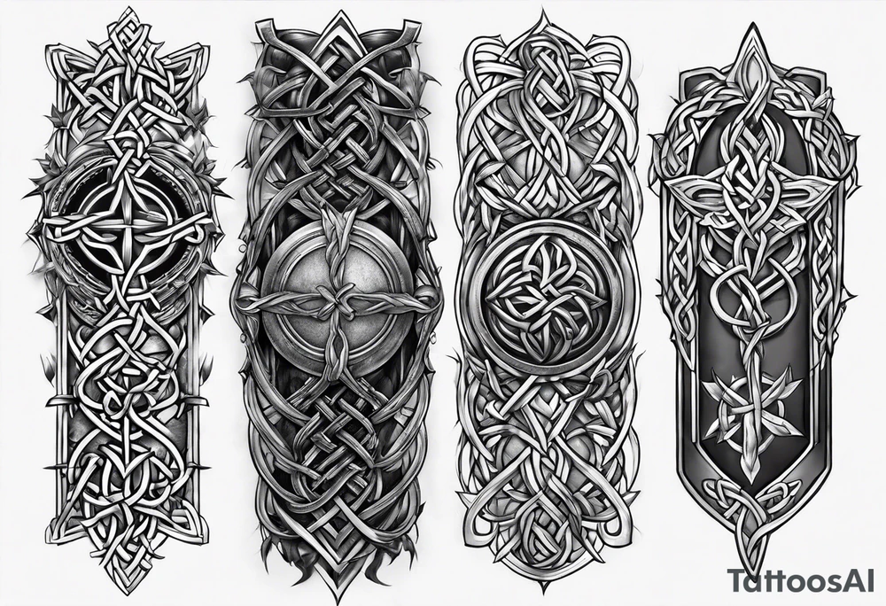 bracers armor written words celtic thorns tattoo idea