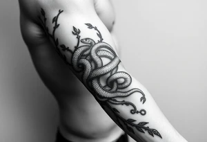 A big vine that splits wrapping around my arm with a snakes climbing up it tattoo idea