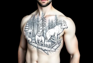 Forest with animals tattoo idea