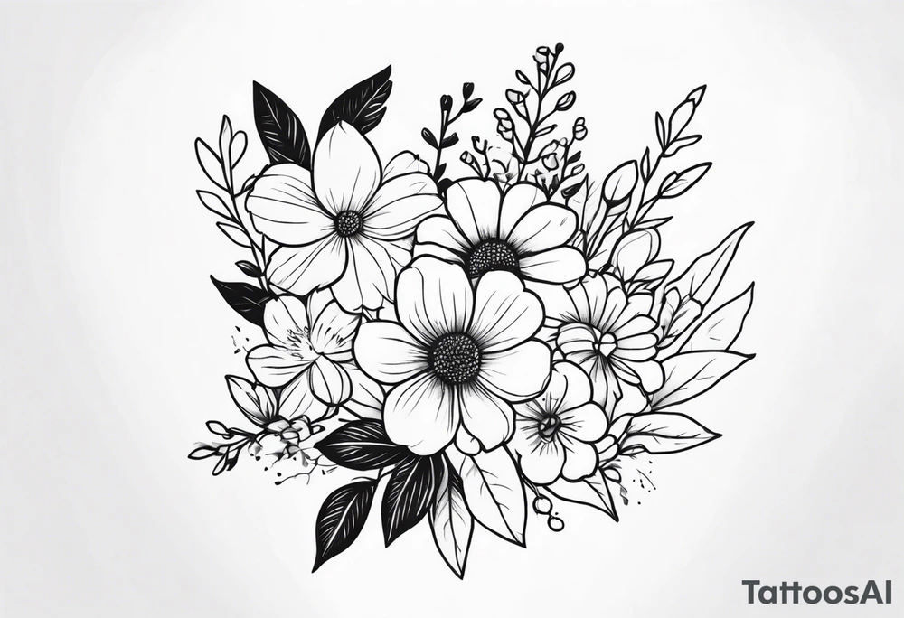 Floral bouquet tattoo idea