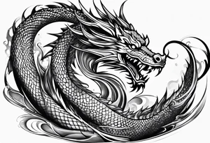 Dragón chino de agua en vertical tattoo idea