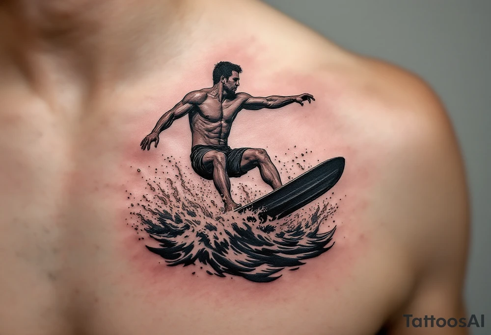 barefoot waterskier, surrounded by fire and water tattoo idea