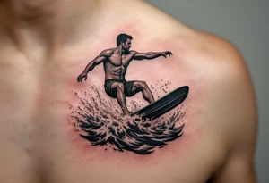 barefoot waterskier, surrounded by fire and water tattoo idea