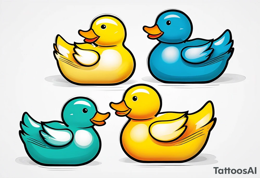 3 rubber ducks in a row side profile 

they are all facing the same way tattoo idea