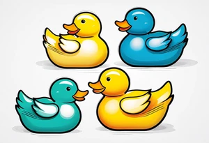 3 rubber ducks in a row side profile 

they are all facing the same way tattoo idea