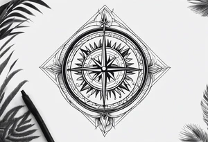 Christian protection symbols over compass tattoo idea