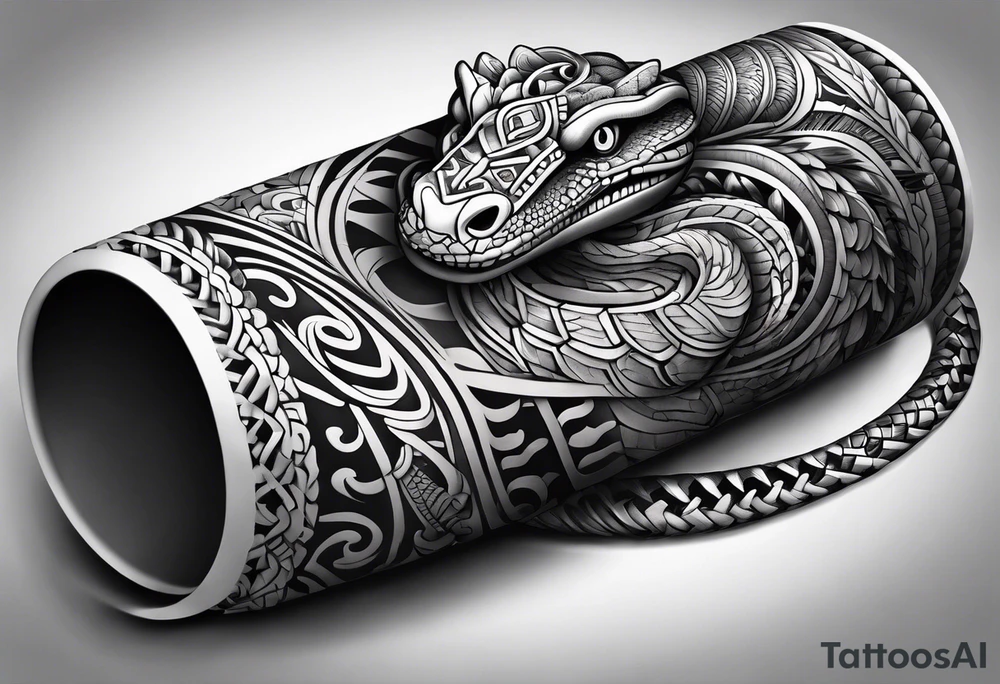 aztec snake sleeve tattoo idea