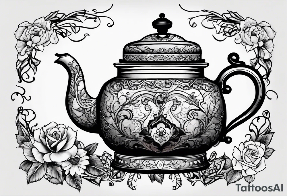 vintage tea kettle tattoo idea