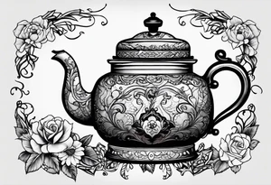vintage tea kettle tattoo idea