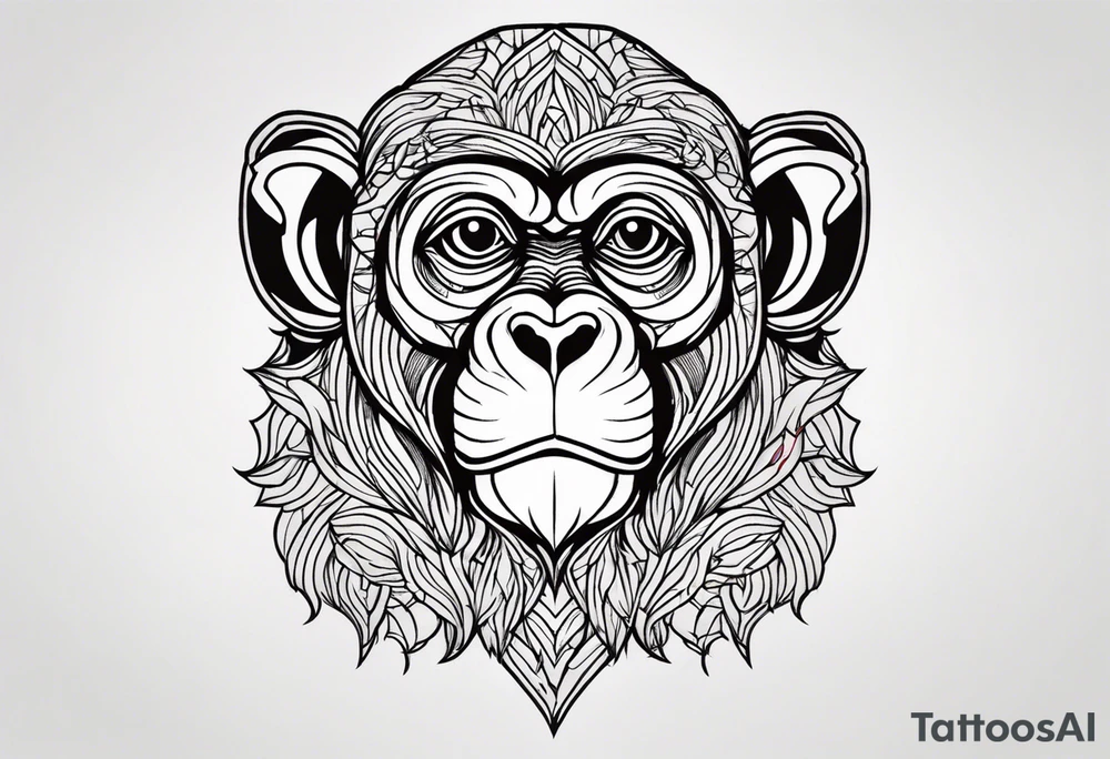 monkey traditional art tattoo idea