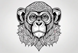 monkey traditional art tattoo idea