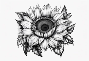 Realistic Horseshoe around a sunflower tattoo idea