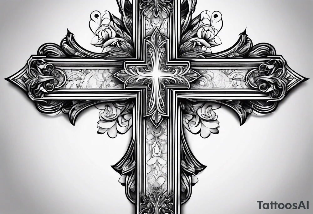 Cross with a design tattoo idea