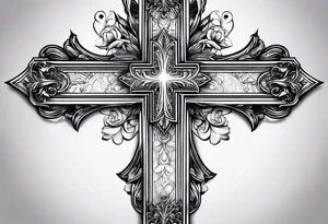 Cross with a design tattoo idea