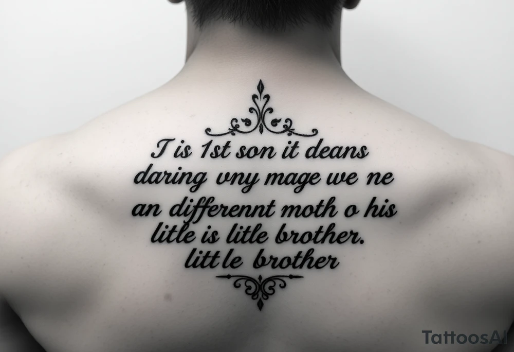 Quote about 1st sons death changing mom to be a different mother to his little brother tattoo idea