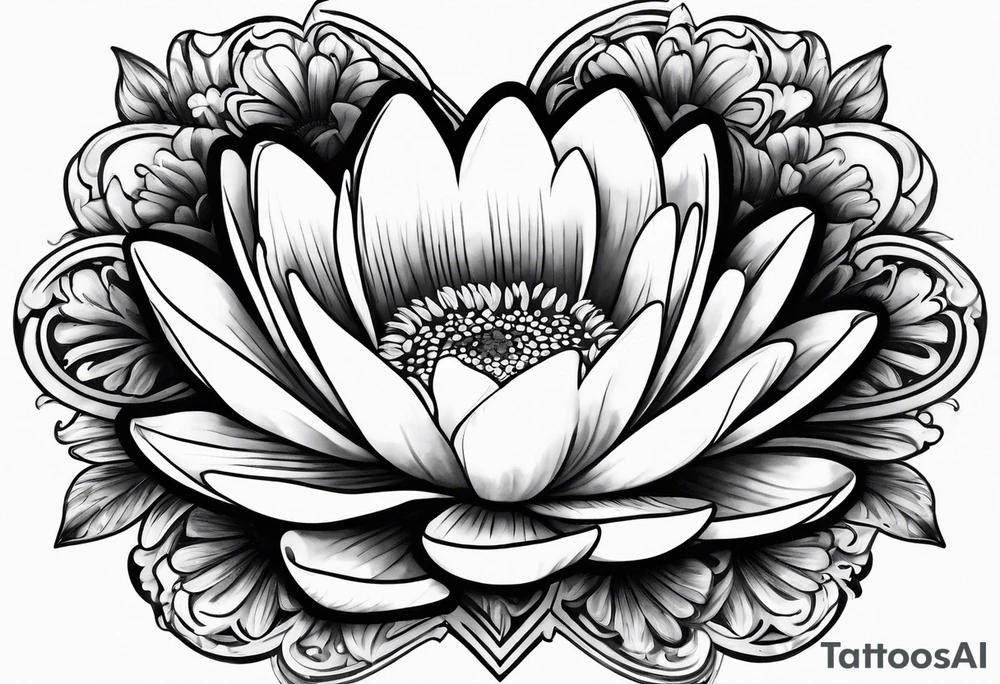 Heart made out of a Daisy and a water lily tattoo idea