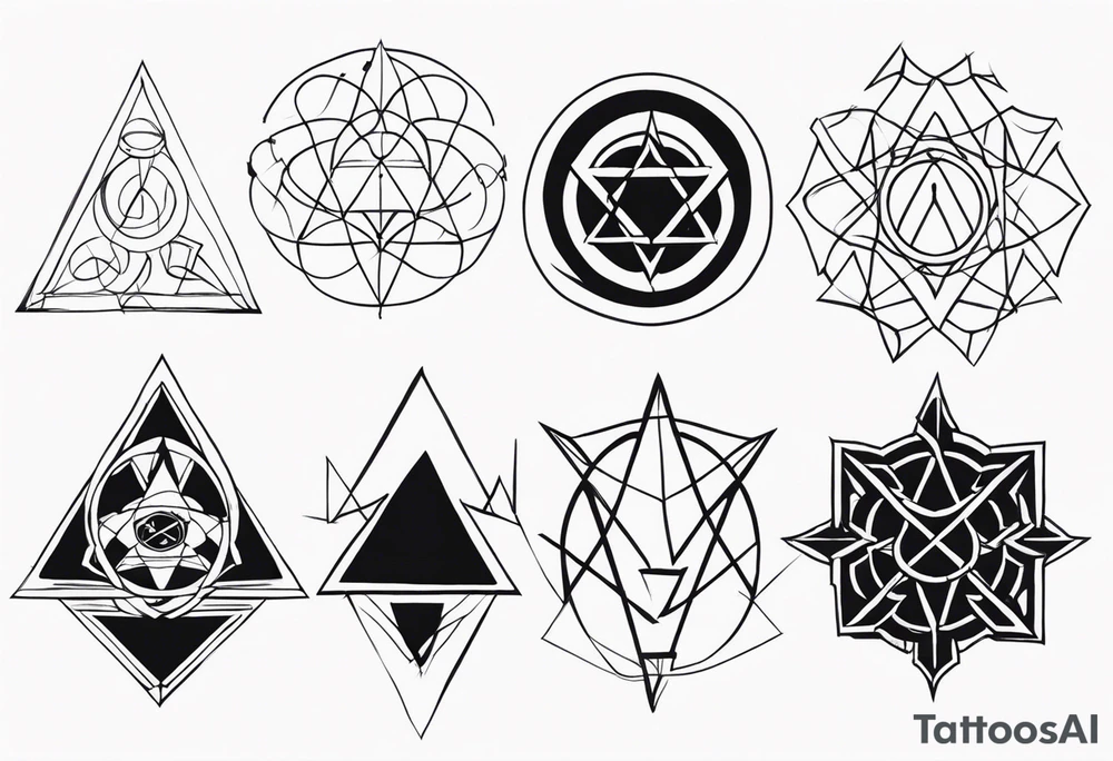 Geometric satanic symbols tattoo idea