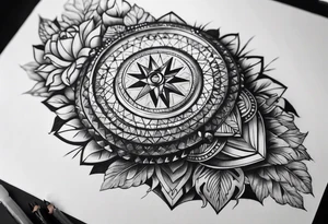 Sleeve on the forearm with a diamond in the middle tattoo idea