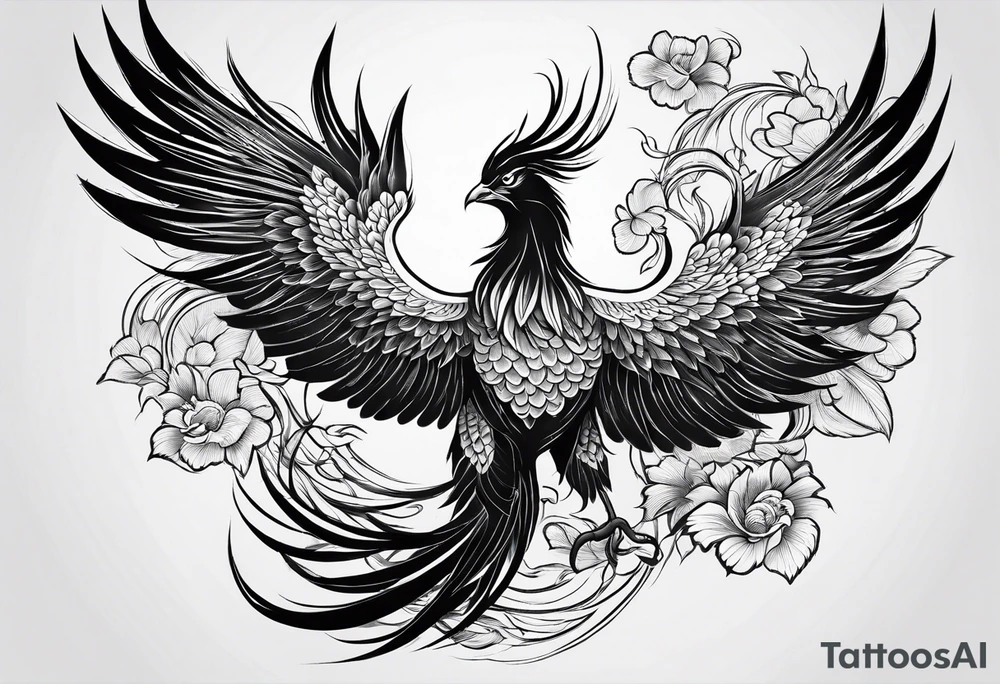 traditional Japanese phoenix no background tattoo idea